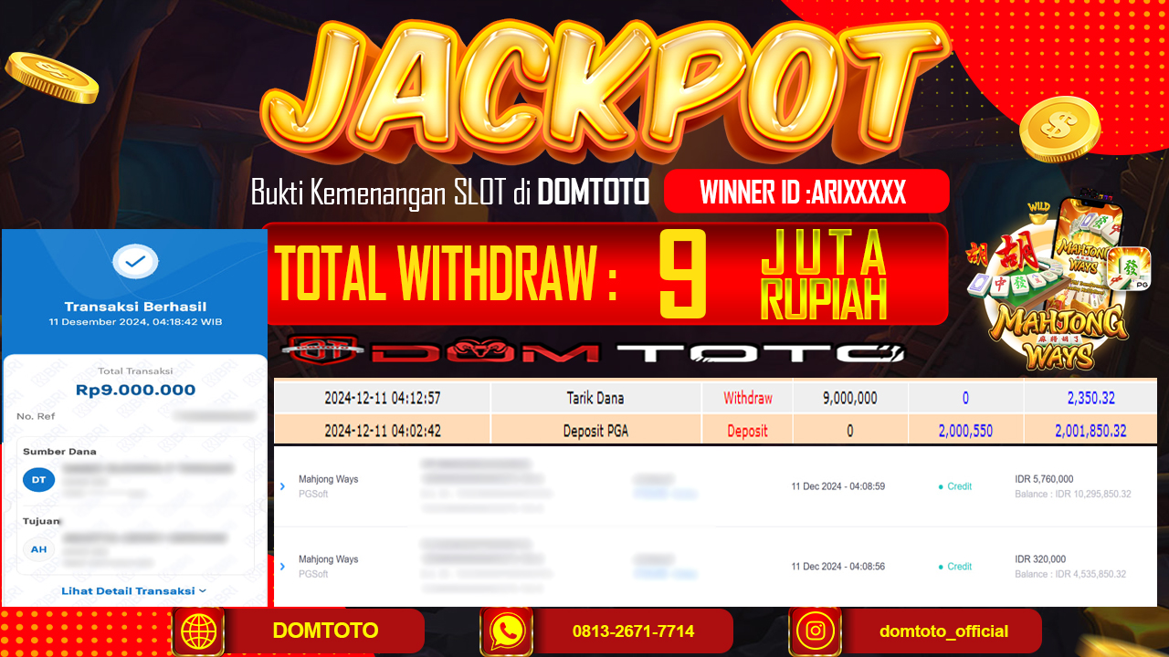 JACKPOT SLOT MAHJONG WAYS 11 DESEMBER 2024 